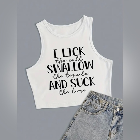 Womens Plus Size Fashion Funny Tequila Drinking Crop Tank Top Choose Size - Picture 2 of 7